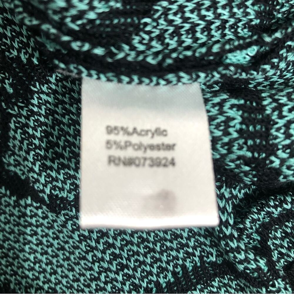 Ming Wang Black and Teal Abstract Print Acrylic Cardigan Sweater XS EUC - Picture 5 of 6